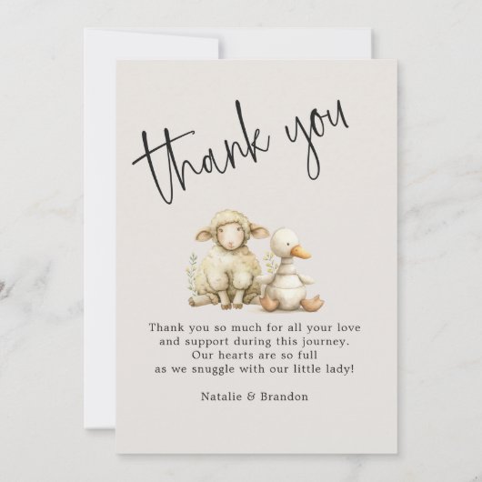 Klassieke Knuffel Dieren Baby Aankondiging (Achterkant)