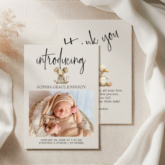 Klassieke Knuffel Dieren Baby Aankondiging