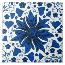 Klassieke kobalt blauw en wit William Morris