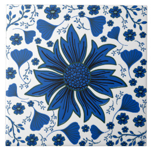 Klassieke kobalt blauw en wit William Morris Tegeltje