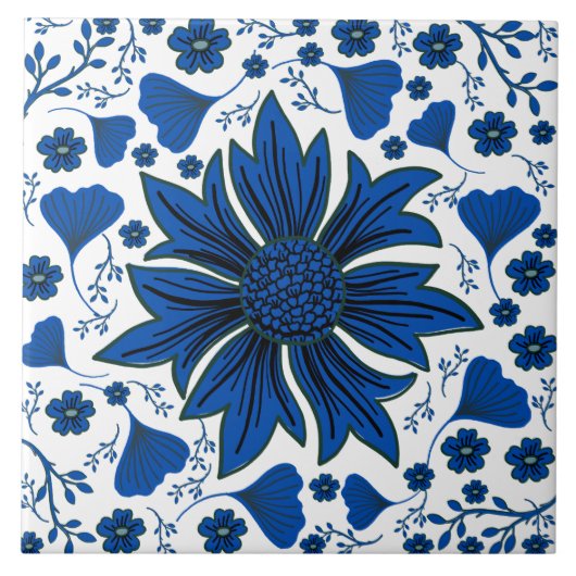 Klassieke kobalt blauw en wit William Morris Tegeltje (Voorkant)