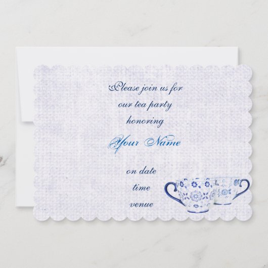 Klassieke kobalt blauwe patroon thee kopjes kaart (Achterkant)