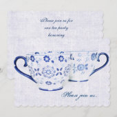 Klassieke kobalt blauwe patroon thee kopjes kaart (Voorkant / Achterkant)