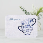 Klassieke kobalt blauwe patroontheekbekertjes kaart (Staand voorkant)