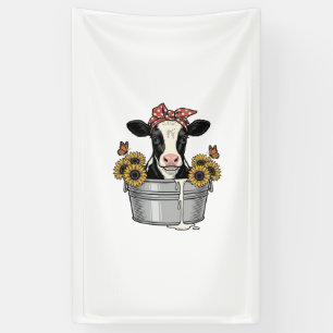 Klassieke Koe in Toilet Zonneschijn Vlinder Vector Spandoek