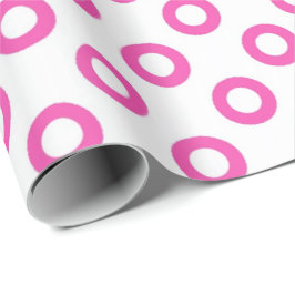 Klassieke, koele, witte en roze cirkelstippen cadeaupapier