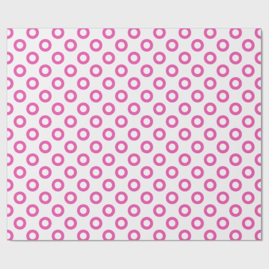 Klassieke, koele, witte en roze cirkelwandelpunten cadeaupapier (Vlak)