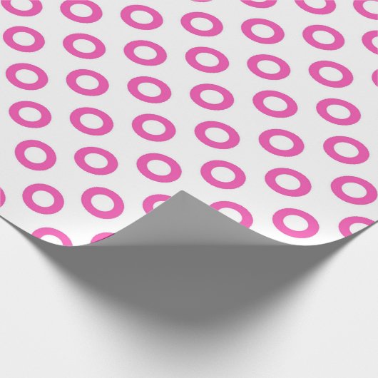 Klassieke, koele, witte en roze cirkelwandelpunten cadeaupapier (Hoek)
