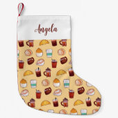Klassieke koffie en gebak kleine kerstsok (Voorkant)