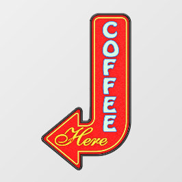 Klassieke Koffie Hier Linker Pijl  Raamsticker