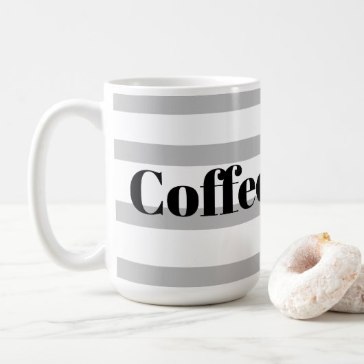 Klassieke koffie-Mok - Blauwe Hoops Gray Koffiemok (Met donut)