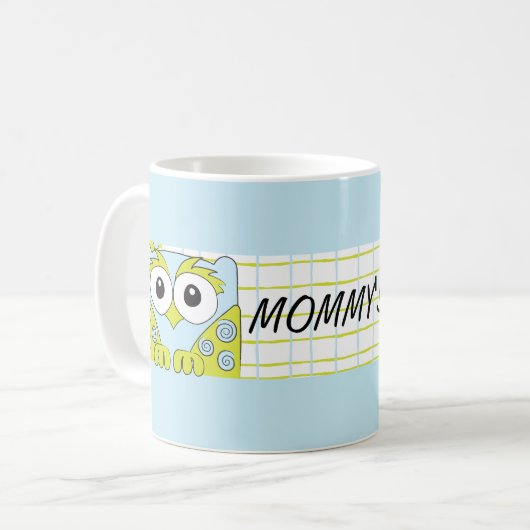 Klassieke koffie mok "Blue Owl Mams Sippy Cup" (Voorkant links)