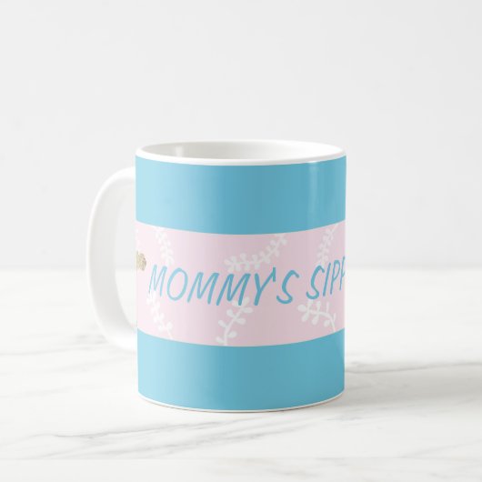 Klassieke koffie mok "Pink Turtle Mommy's Sippy Cu (Voorkant links)