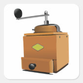 Klassieke koffiebrinder vierkante sticker (Voorkant)