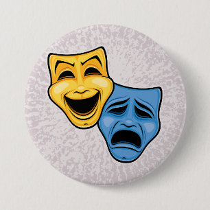 Klassieke Komedie En Tragedie Theater Maskers Ronde Button 7,6 Cm