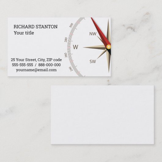 Klassieke kompas visitekaartje (Voorkant / Achterkant)