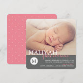 Klassieke kondiging van de geboorte van een monogr aankondiging (Voorkant / Achterkant)