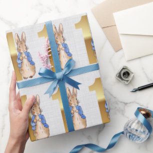 Klassieke konijn 1e verjaardag cadeaupapier