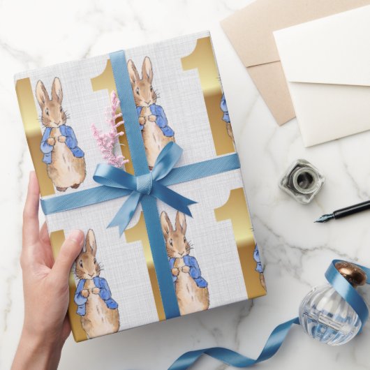 Klassieke konijn 1e verjaardag cadeaupapier (Geschenken)