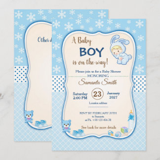 Klassieke konijn Baby Shower Uitnodiging