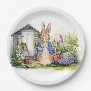 Klassieke konijn blauwe jas papieren bordje