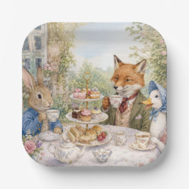 Klassieke Konijn Eend Vos Theetijd Papieren Bordje