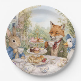 Klassieke Konijn Eend Vos Theetijd Papieren Bordje