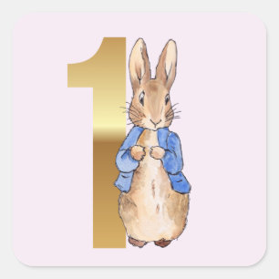 Klassieke konijn eerste verjaardag vierkante sticker