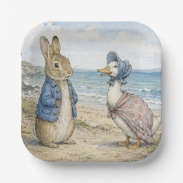 Klassieke Konijn en Eend aan de Zee Papieren Bordje