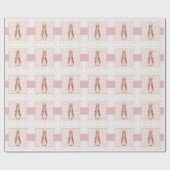Klassieke konijn in roze jas cadeaupapier (Vlak)