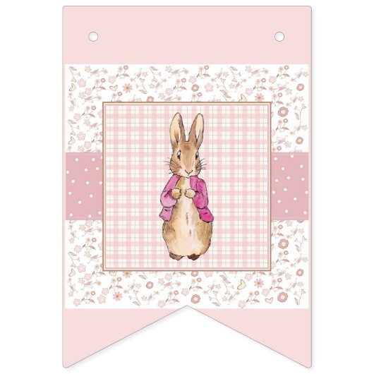 Klassieke konijn in roze jas vlaggetjes (Eerste vlag)