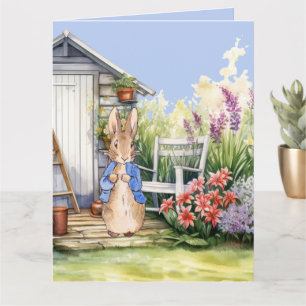 Klassieke konijn in zijn tuin kaart