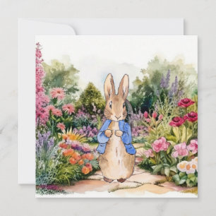 Klassieke konijn in zijn tuin kaart