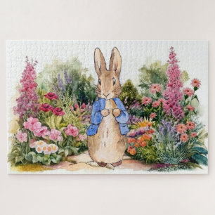 Klassieke konijn in zijn tuin legpuzzel