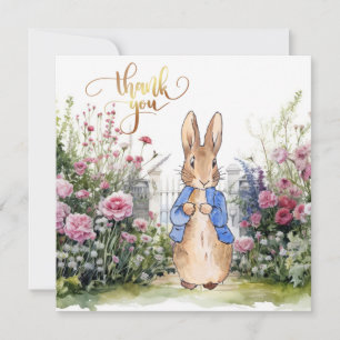 Klassieke Konijn in zijn tuin No 2 Bedankkaart