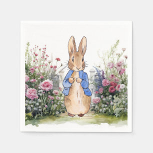 Klassieke konijn in zijn tuin servet