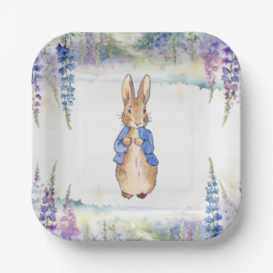 Klassieke konijn met lavendel papieren bordje
