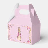 Klassieke konijn met roze jas bedankdoosjes (Achterkant)