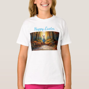 Klassieke konijn Paashaas met Paasmandje T-shirt