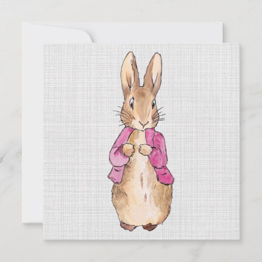 Klassieke konijn roze jas bedankkaart (Voorkant)