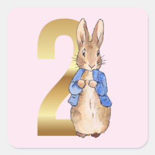 Klassieke Konijn Tweede Verjaardag Vierkante Sticker