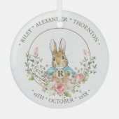 Klassieke Konijn Verjaardag Glas Ornament (Voorkant)