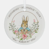 Klassieke Konijn Verjaardag Glas Ornament (Achterkant)