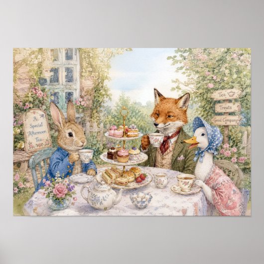 Klassieke Konijn Vos & Eend Poster (Voorkant)