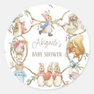 Klassieke Konijn Winter Baby Shower Ronde Sticker