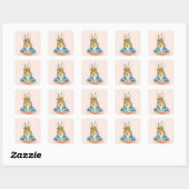 Klassieke konijn zit in een pot vierkante sticker (Vel)