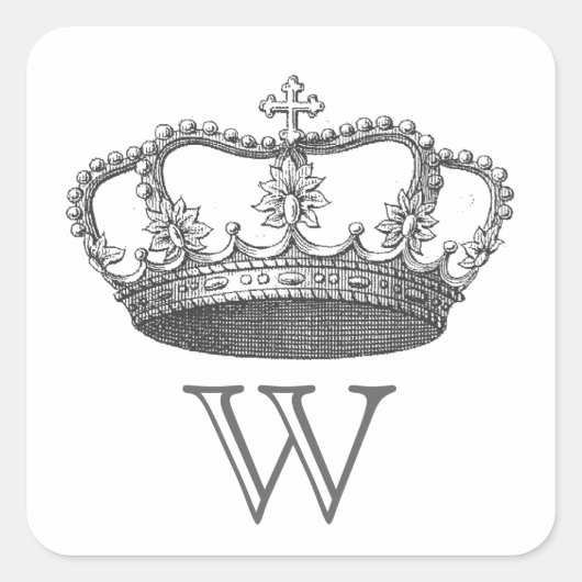 Klassieke koningin's kroon vierkante sticker (Voorkant)