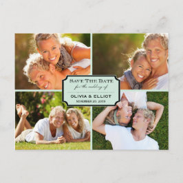 klassieke kookplaat vier foto slaat de datum op aankondigingskaart