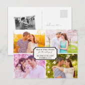  klassieke kookplaat vier foto slaat de datum op aankondigingskaart (Voorkant / Achterkant)