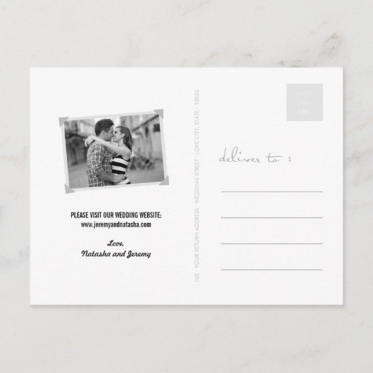  klassieke kookplaat vier foto slaat de datum op aankondigingskaart (Achterkant)